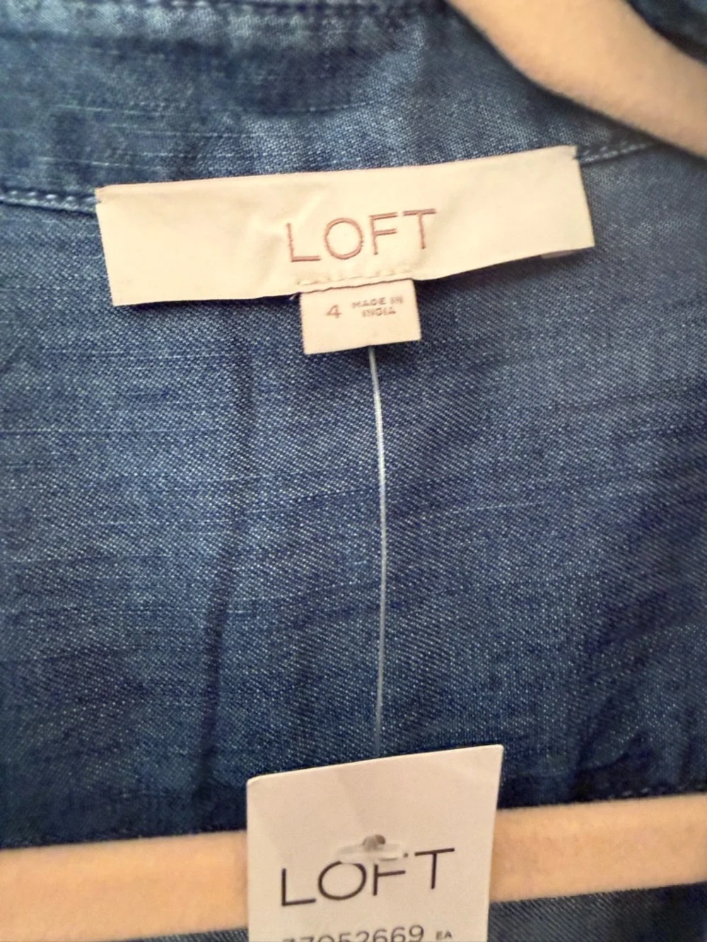 LOFT Chambray Button-Front Shirt Dress in Medium Blue - Picture 4 of 4